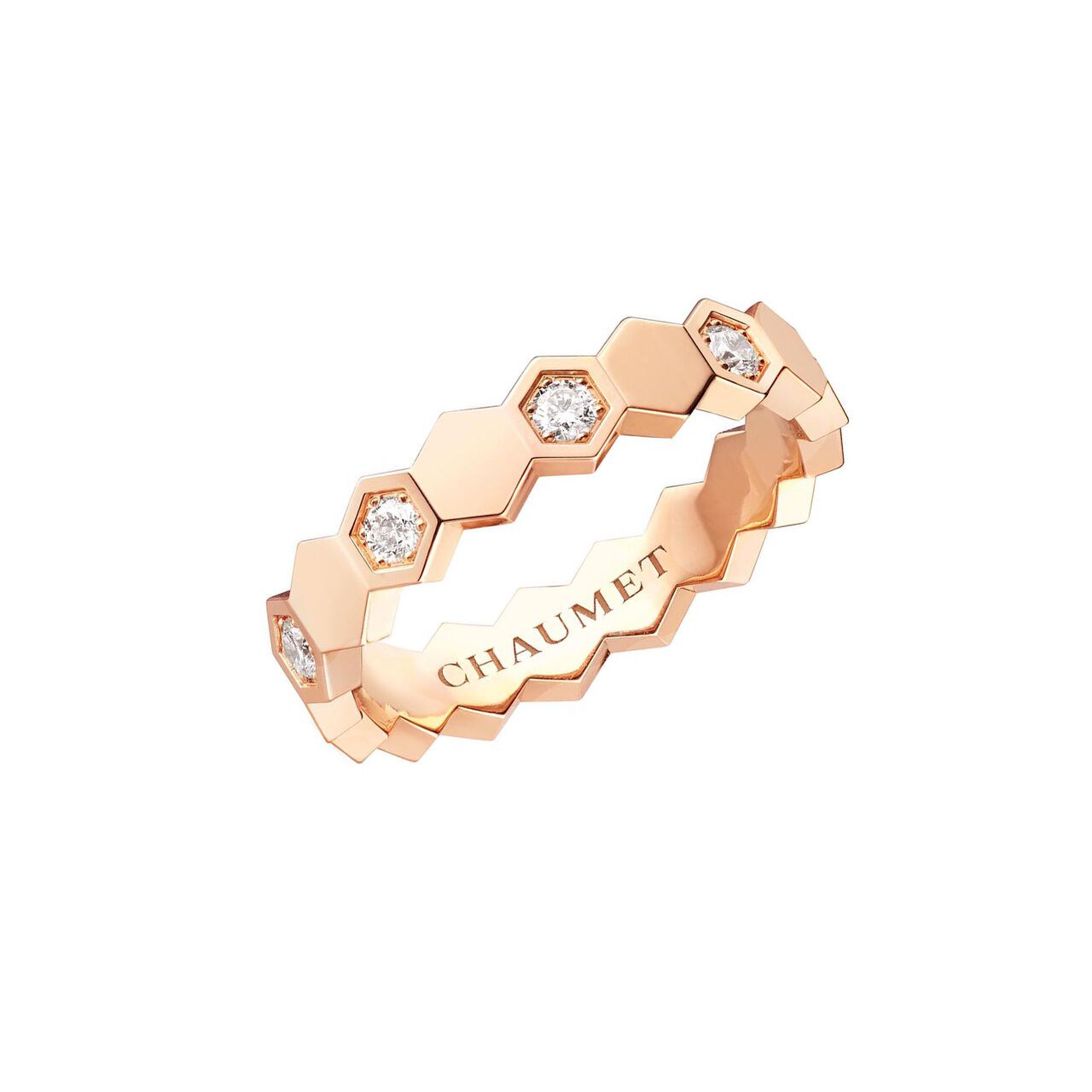 Chaumet Bee My Love Rose Gold Diamond Half Pavé Ring image number 0