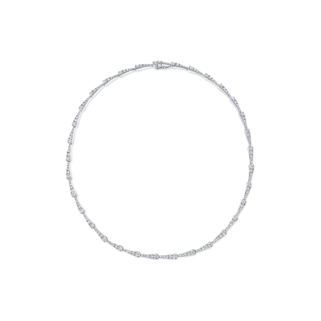 Uneek White Gold and Diamond Pavé Tapered Bar Necklac image number 0