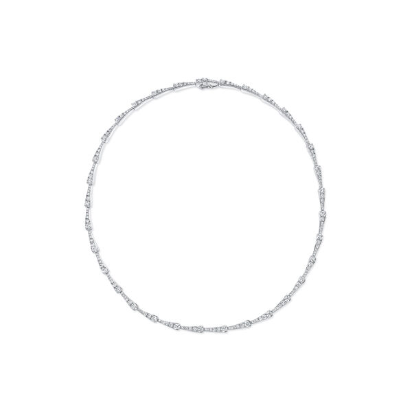 White Gold and Diamond Pavé Tapered Bar Necklace