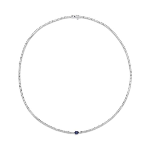 Collier en Or Blanc avec Diamants et Sapphir 