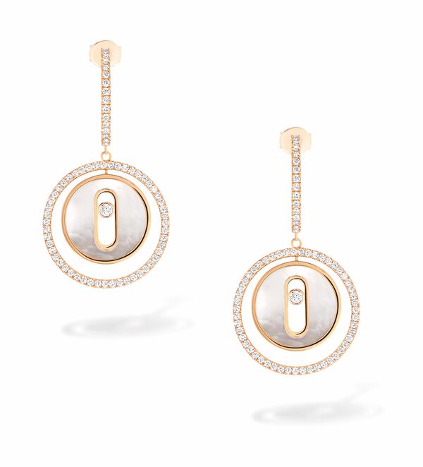 Lucky Move Small Rose Gold and Mother-of-Pearl and Diamond Drop Earrings