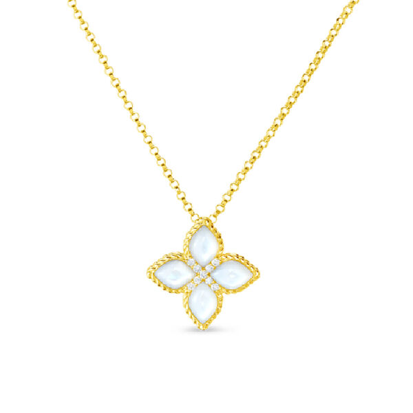 Pendentif Venetian Princess moyen en or rose orné de diamants et nacres