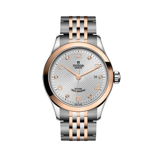 tudor 1926 28 mm steel case silver diamond set dial steel and rose gold bracelet m91351 0002 image number 0