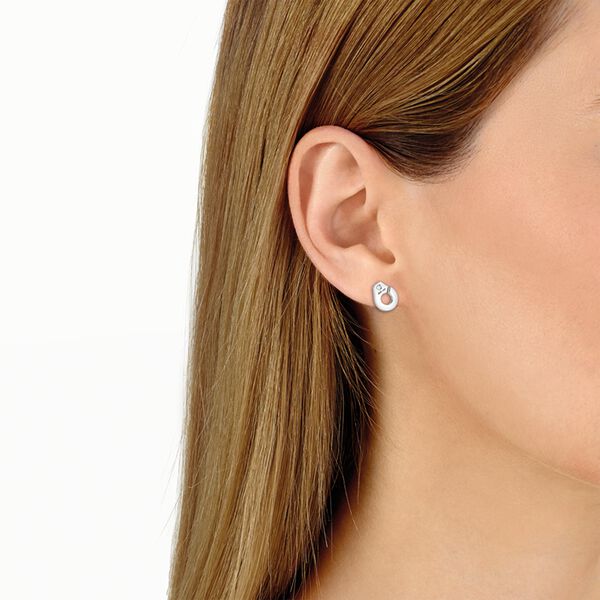 Boucles d'oreilles clous Menottes R7-5 en or blanc avec diamants