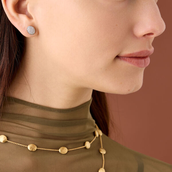 Siviglia Small White and Yellow Gold Diamond Stud Earrings