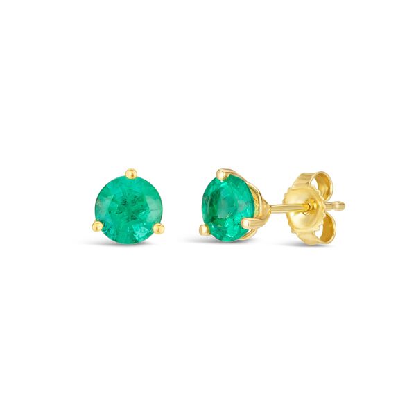 Yellow Gold and Emerald Stud Earrings