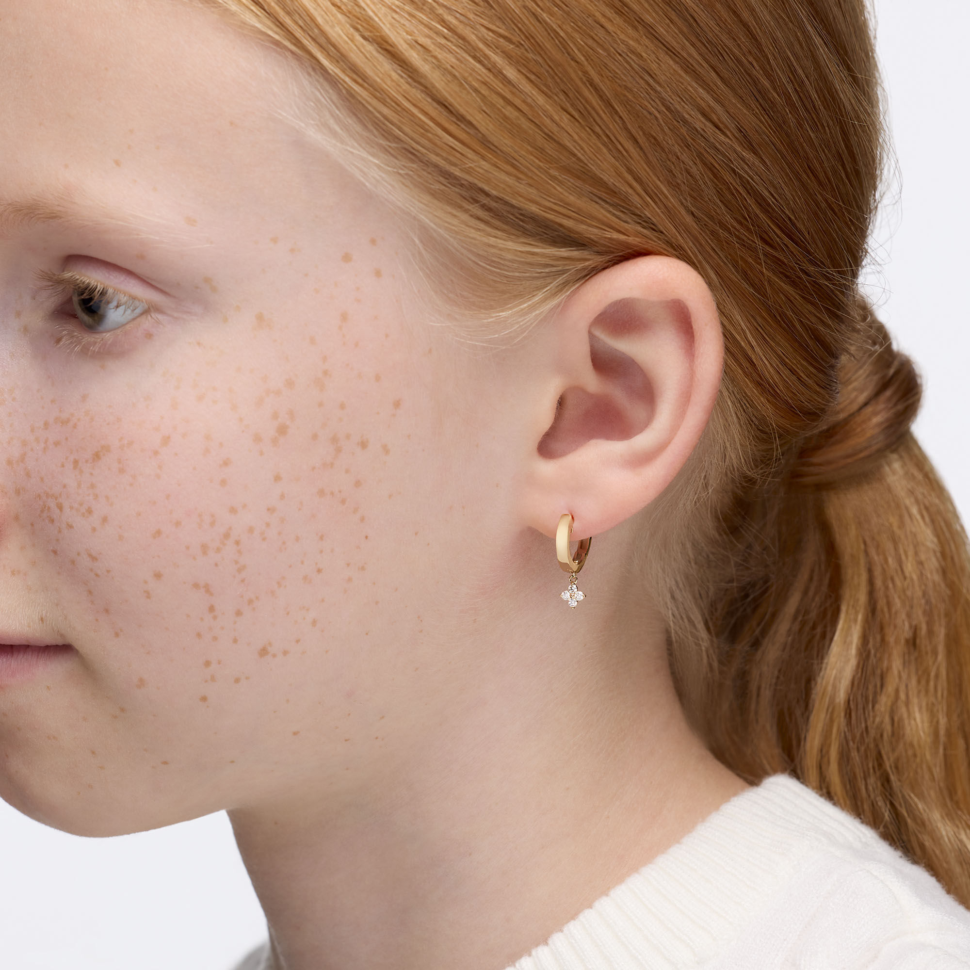 Yellow Gold Diamond Huggie Earrings For Kids