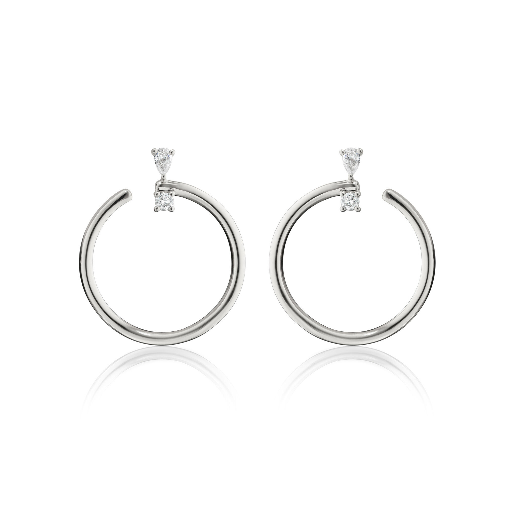 Galaxy Large Silver and White Sapphire Hoop Earrings