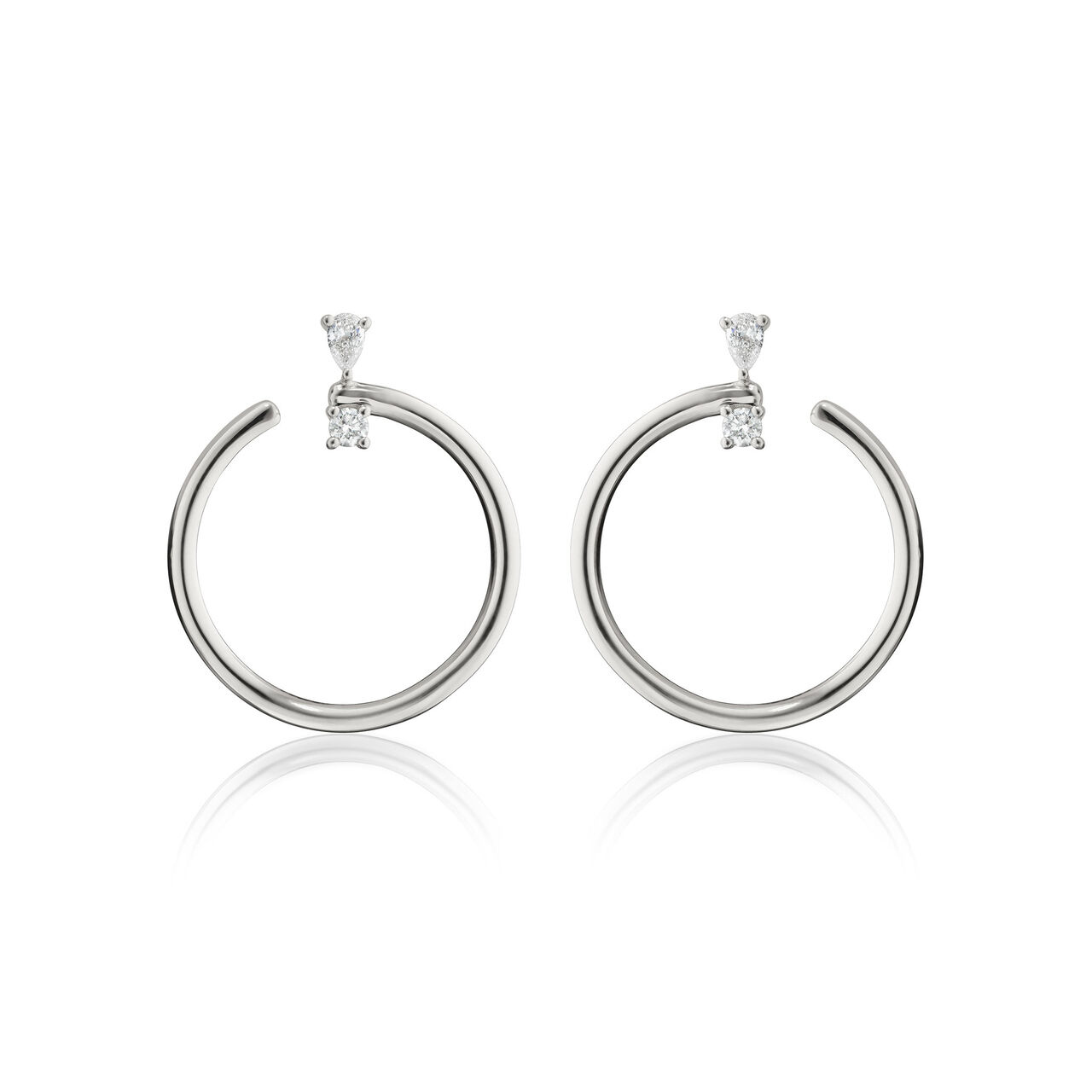 Monica Rich Kosann Galaxy Large Silver and White Sapphire Hoop Earrings 45061 - Front image number 0