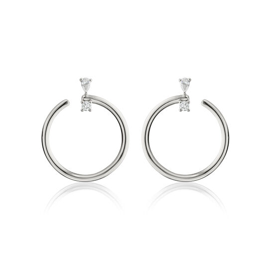 Monica Rich Kosann Galaxy Large Silver and White Sapphire Hoop Earrings 45061 - Front image number 0