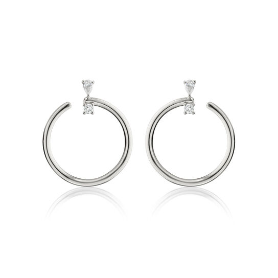Monica Rich Kosann Galaxy Large Silver and White Sapphire Hoop Earrings 45061 - Front image number 0