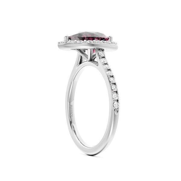 Pear-Cut Rhodolite Ring with Halo and Pav&eacute; Band