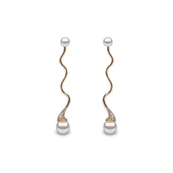 Boucles d'oreilles Sleek en or jaune avec perles et diamants