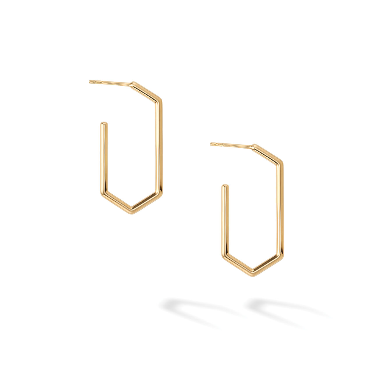 bijoux birks essentials medium yellow gold elongated hexagonal hoop earrings image number 0