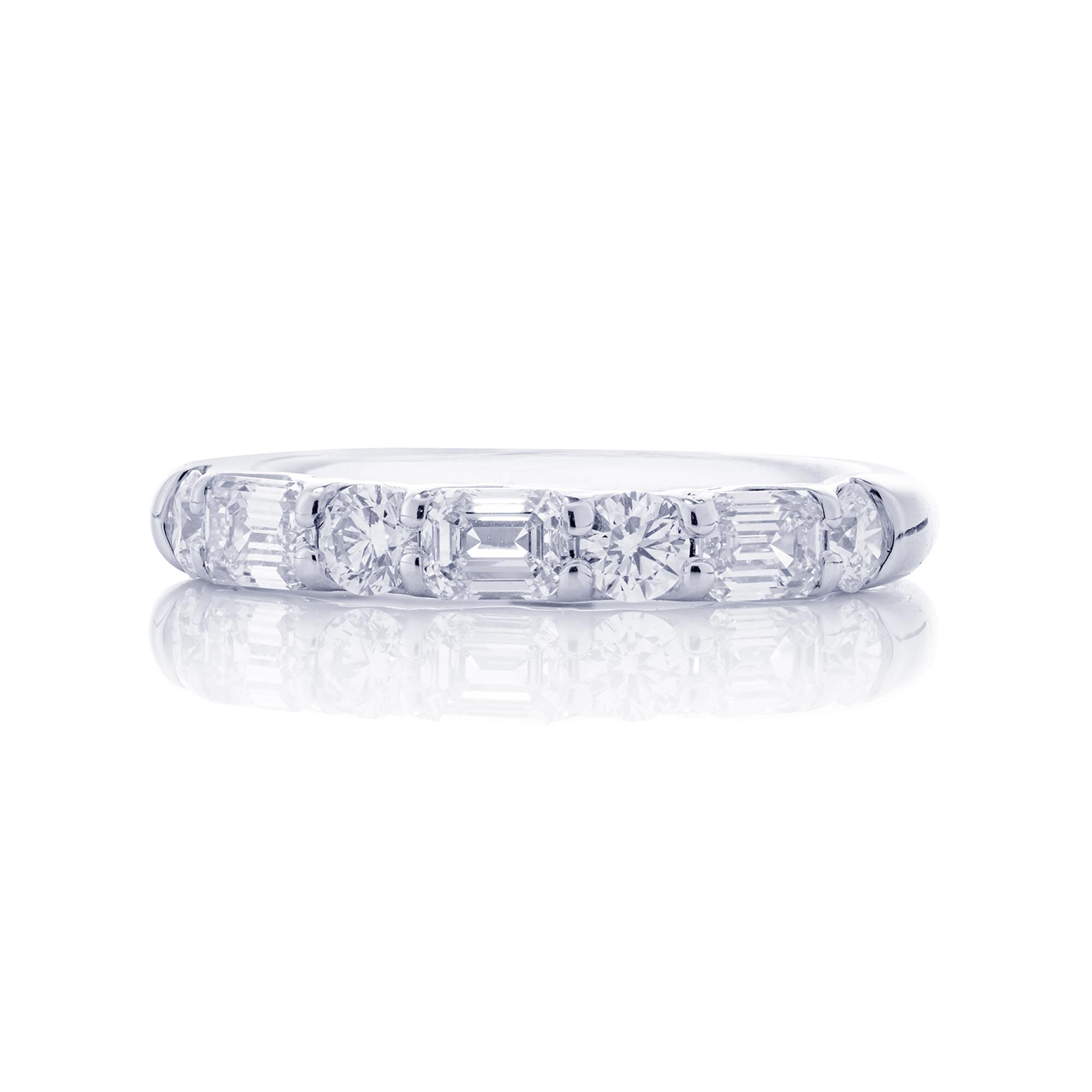 Emerald cut and round sale diamond wedding band