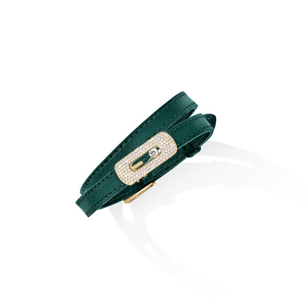 My Move Yellow Gold and Diamond Pavé Leather Bracelet