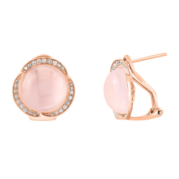 Round-Cut Rose Quartz and Diamond Earring