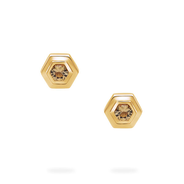 Yellow Gold Birthstone Earrings, Citrine