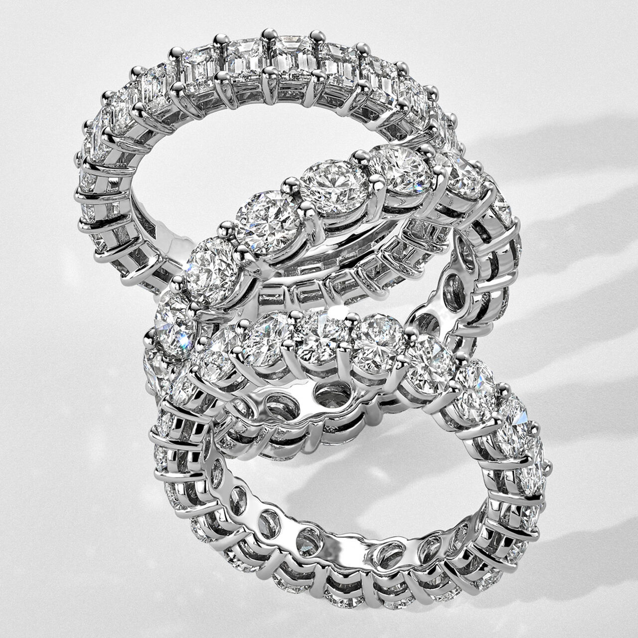 Emerald Cut Diamond Eternity Band image number 1