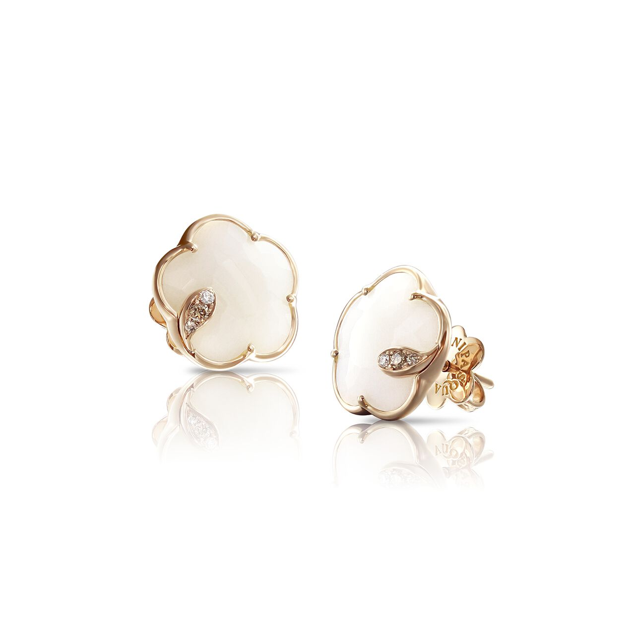 Pasquale Bruni Petit Joli Rose Gold, White Agate and Diamond Stud Earrings 16131R Front side image number 0