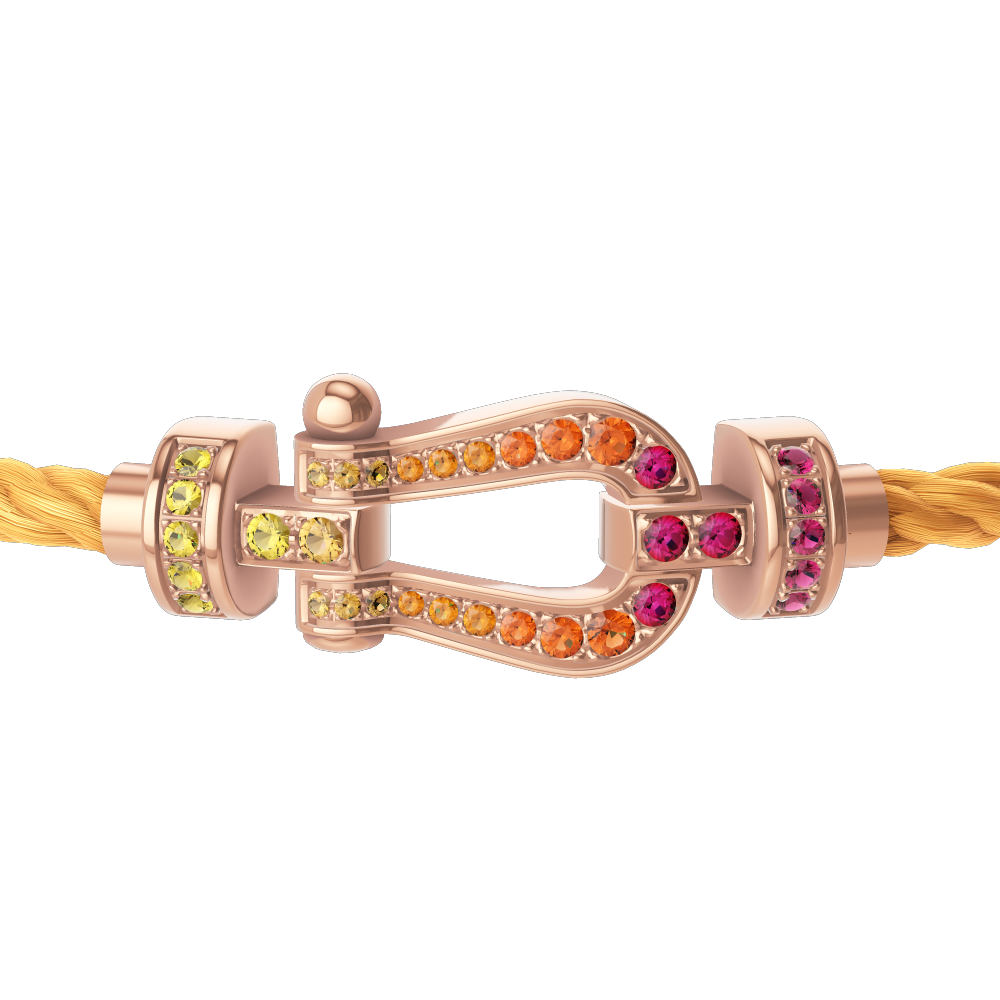 Force 10 Medium Rose Gold and Multi-Stone Pavé Cable Bracelet