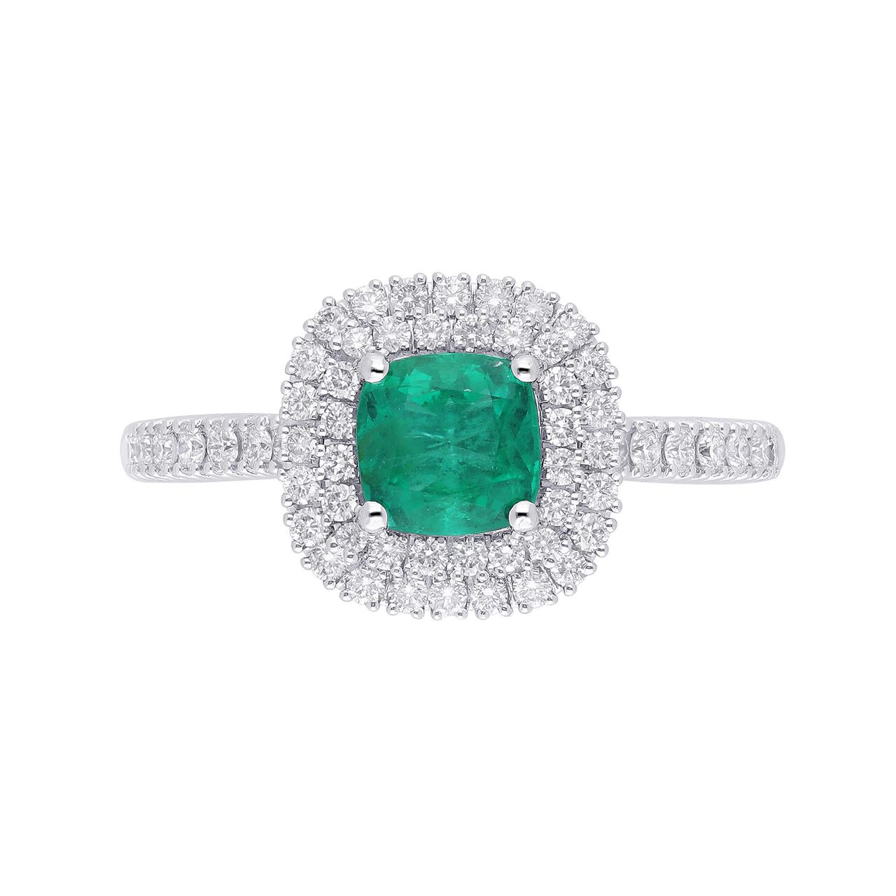 maison birks salon emerald double diamond halo ring sg05251r front image number 0