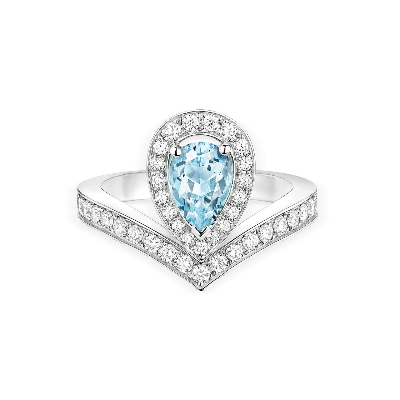 maison birks chaumet josephine aigrette white gold aquamarine diamond pave ring 083297 image number 0
