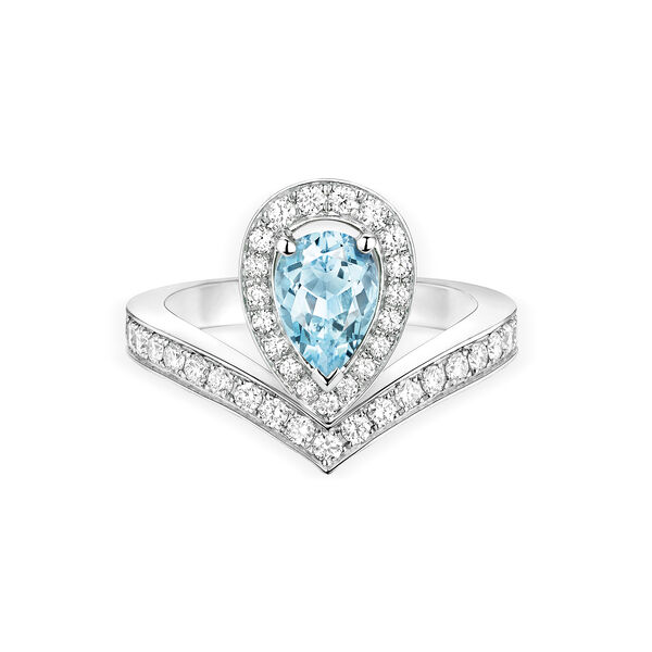 Joséphine Aigrette White Gold Aquamarine Diamond Pavé Ring