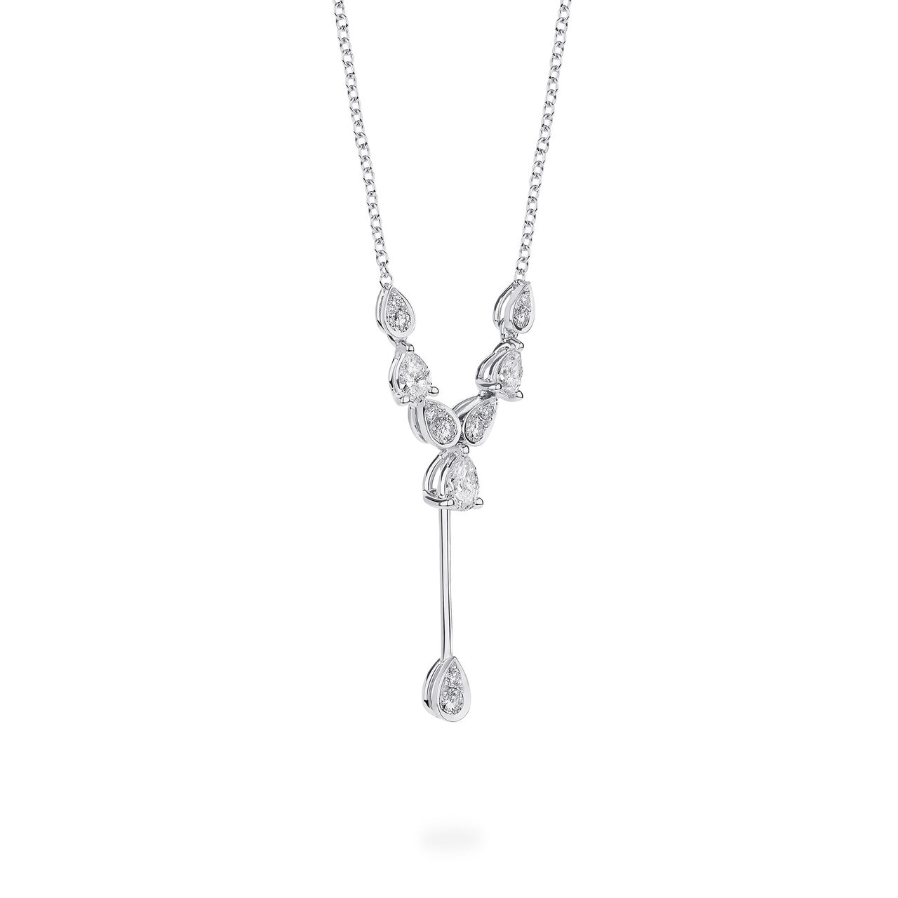 Side view of Birks Essentials Diamond Drop Necklace in white gold image number 1