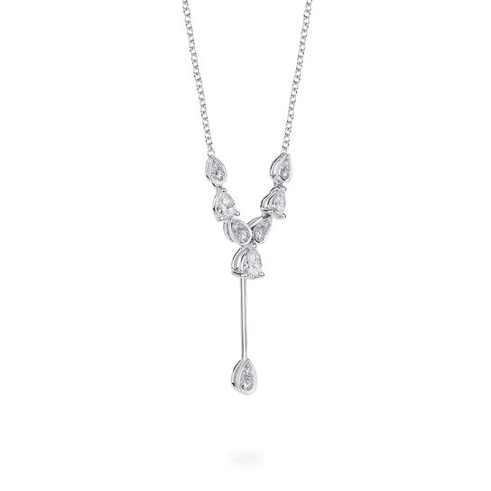 Side view of Birks Essentials Diamond Drop Necklace in white gold image number 1
