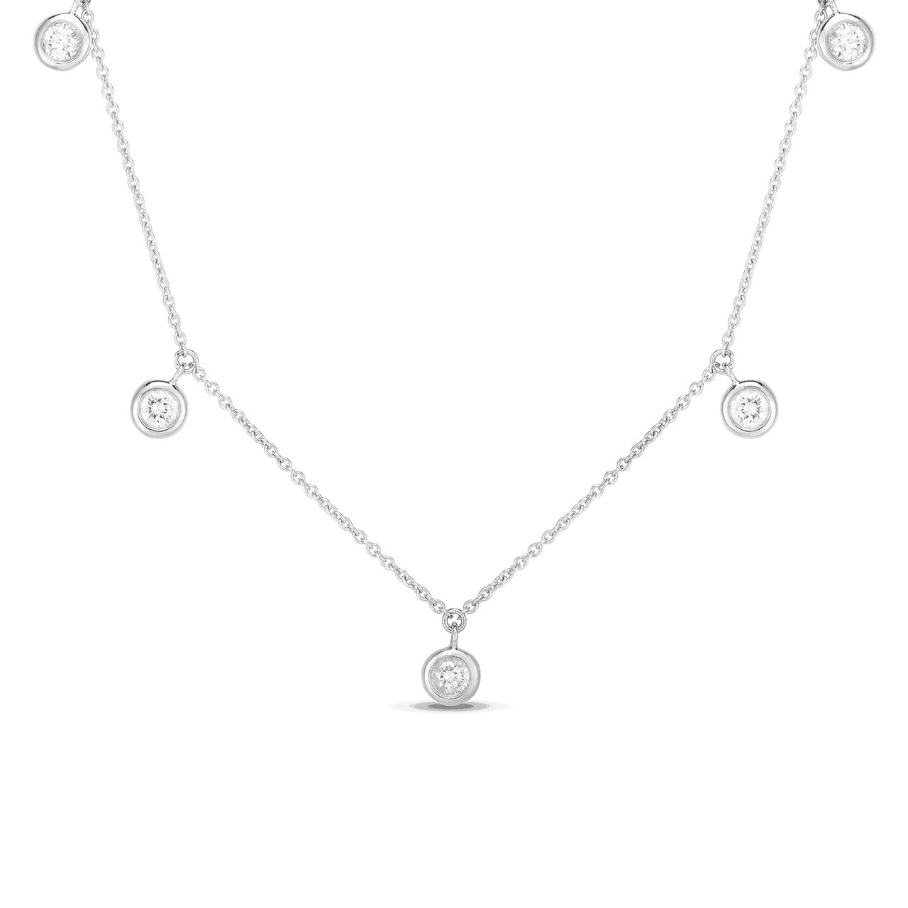 Roberto Coin Diamond By The Inch White Gold and Diamond 5 Station Necklace image number 0