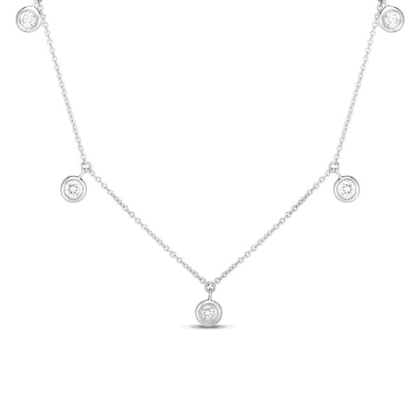 Collier chaîne 5 Station Diamond By The Inch en or blanc et diamants