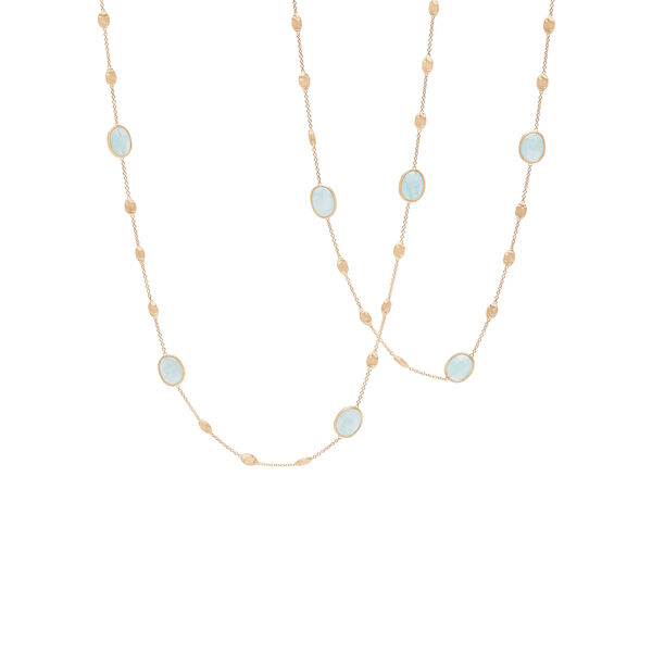 Siviglia Yellow Gold and Aquamarine Station Necklace