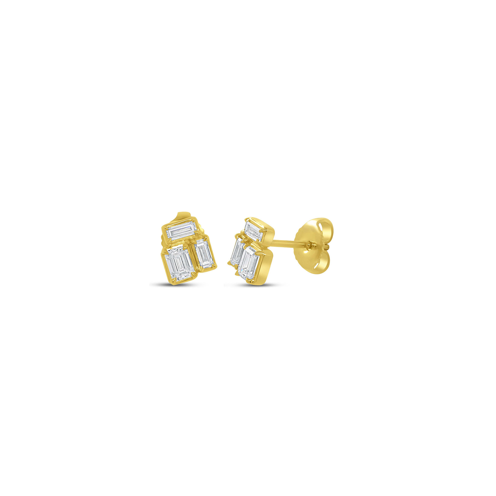 Alexandria Yellow Gold and Diamond Stud Earrings
