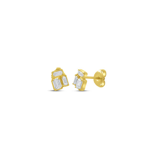 Uneek Alexandria Yellow Gold and Diamond Stud Earrings image number 0