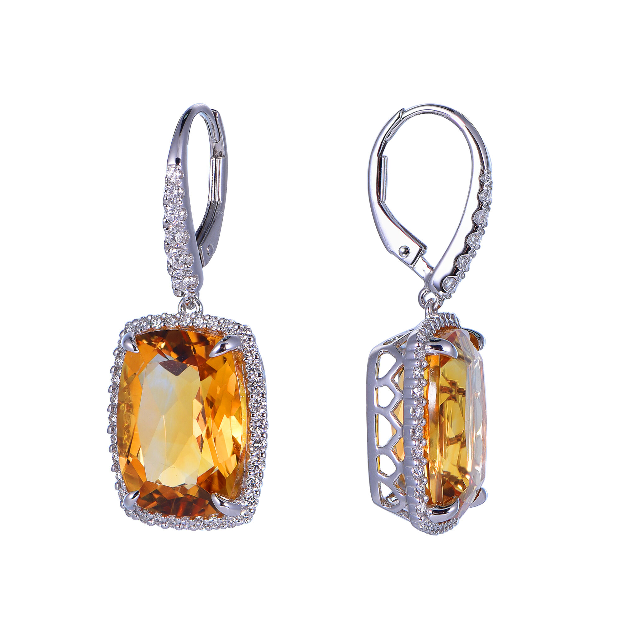 Citrine Earrings in White Gold