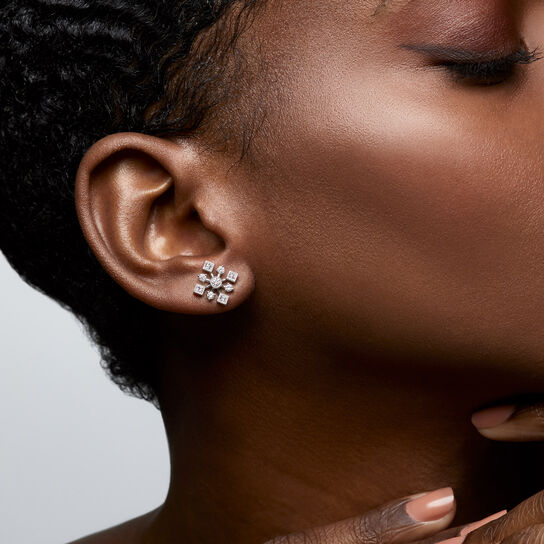 Birks Snowflake Stud Earrings 450016921279 on Model image number 1