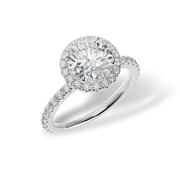Round Solitaire Diamond Engagement Ring With Halo