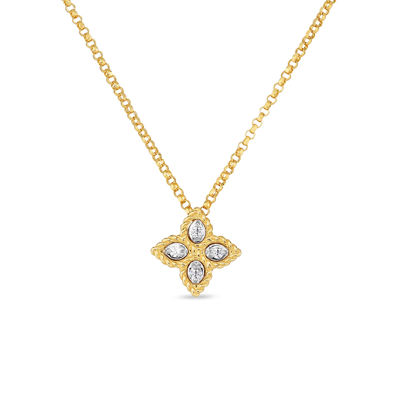 maison birks roberto coin princess flower small yellow gold diamond pendant image number 0