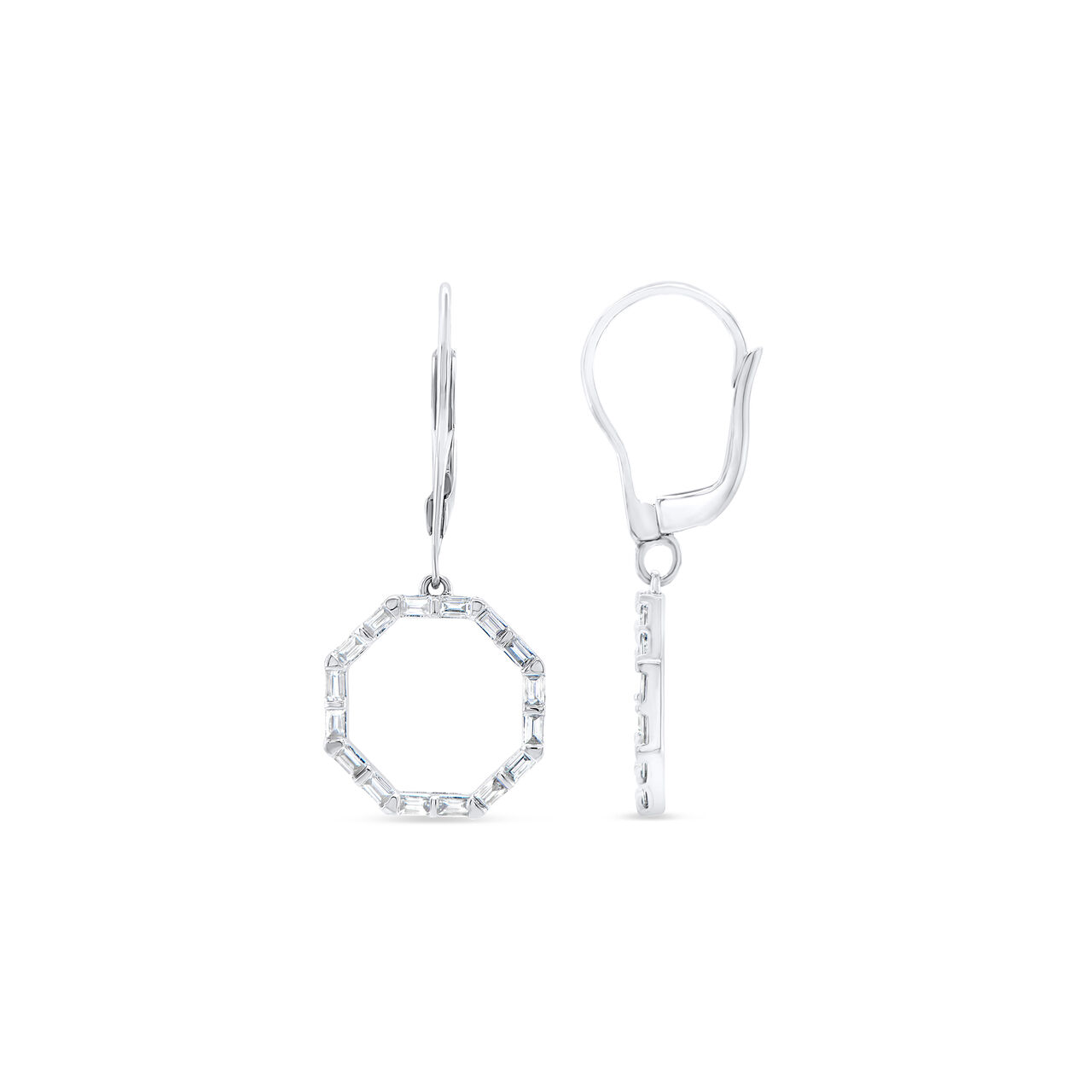 Uneek White Gold and Diamond Drop Hoop Earrings ER2971W image number 1