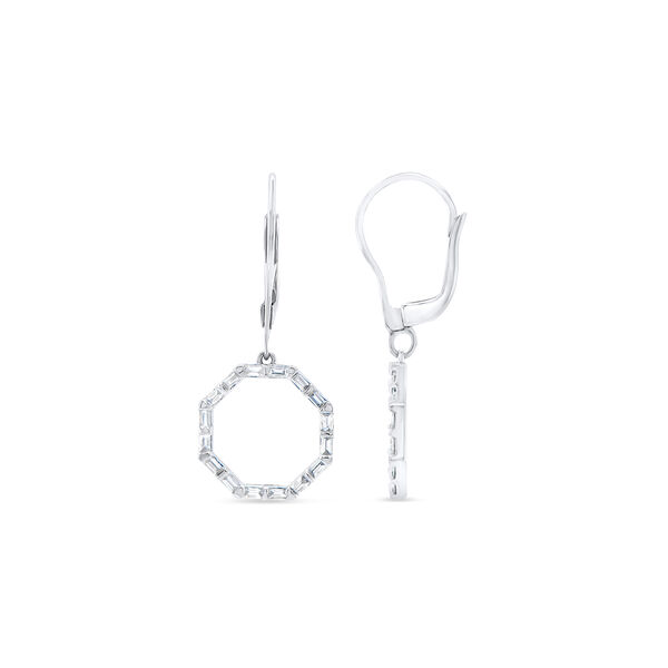 White Gold and Diamond Drop Hoop Earrings