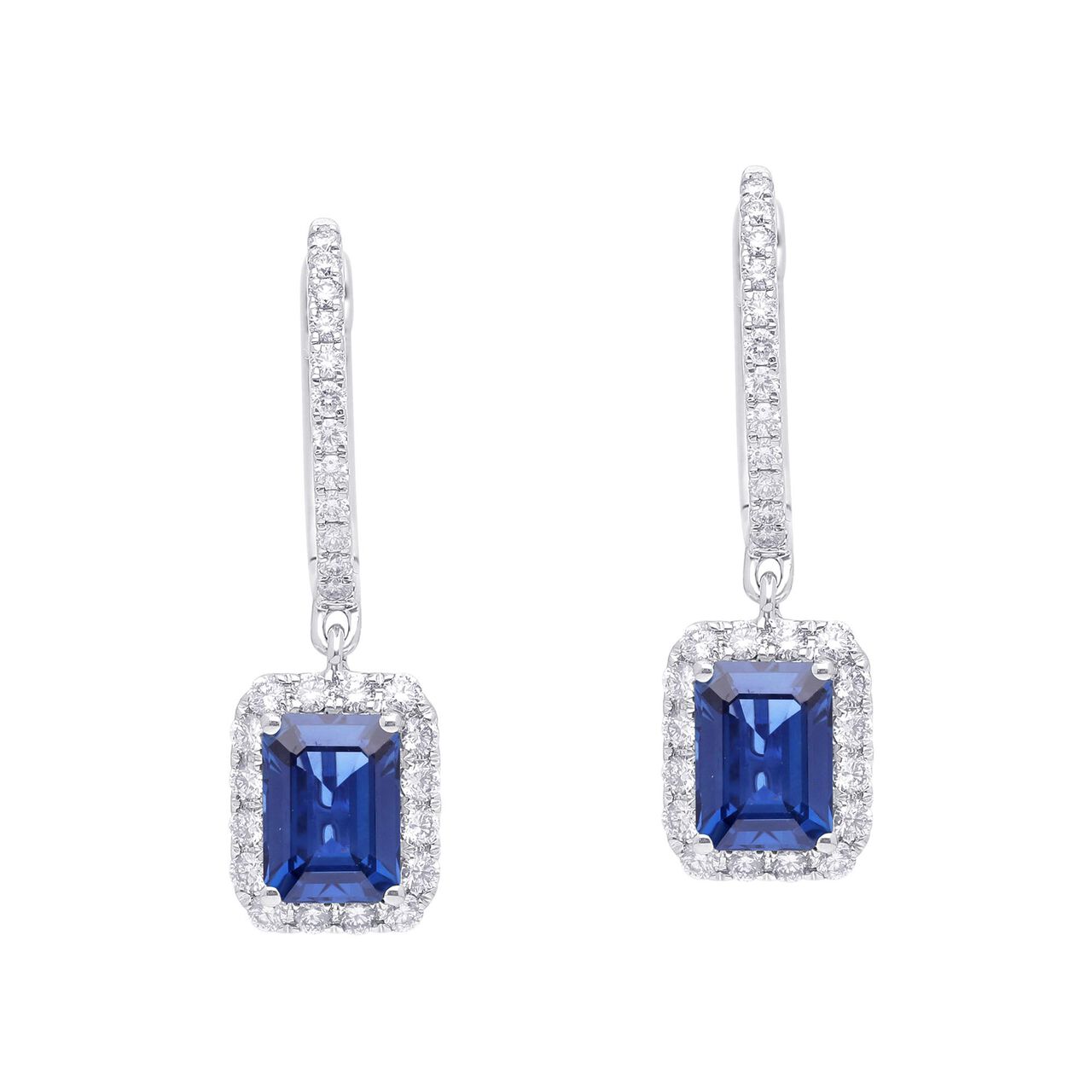maison birks salon blue sapphire diamond halo dangle earrings sg10362e front image number 0