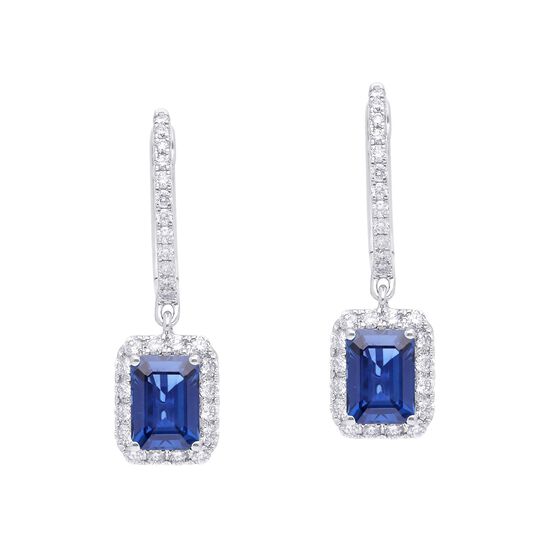 maison birks salon blue sapphire diamond halo dangle earrings sg10362e front image number 0