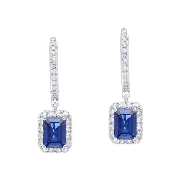 Boucles d'oreilles pendantes avec halo de diamants