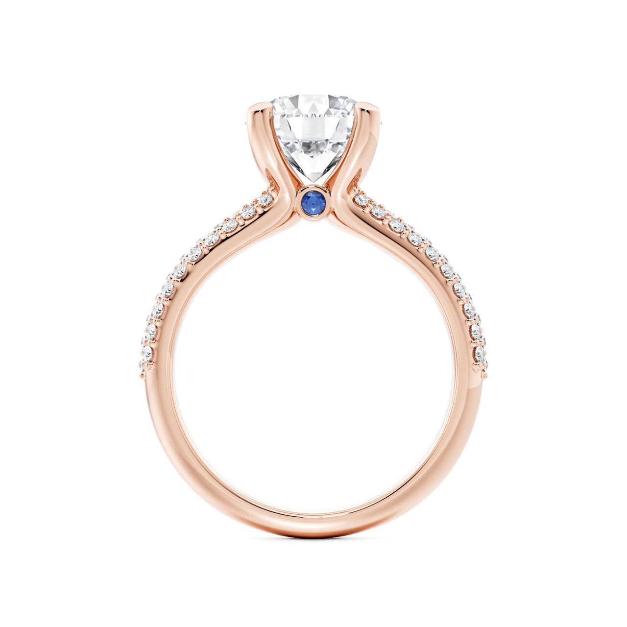 Birks Blue Bague de fian&ccedil;ailles solitaire pav&eacute;e en or rose image number 2