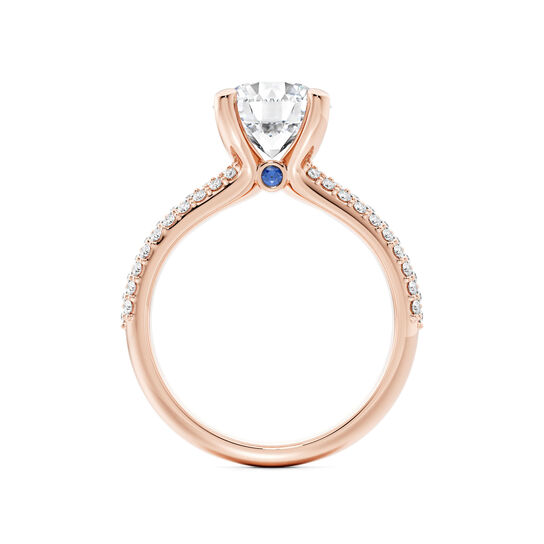Birks Blue Bague de fian&ccedil;ailles solitaire pav&eacute;e en or rose image number 2