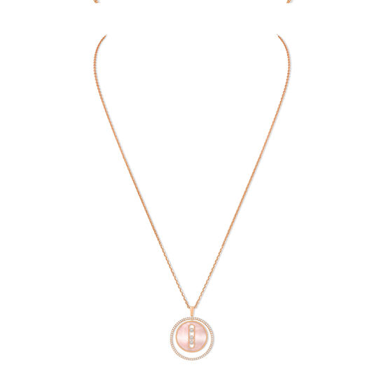 Lucky Move Medium Rose Gold Pink Mother-Of-Pearl & Diamond Pavé Pendant image number 1