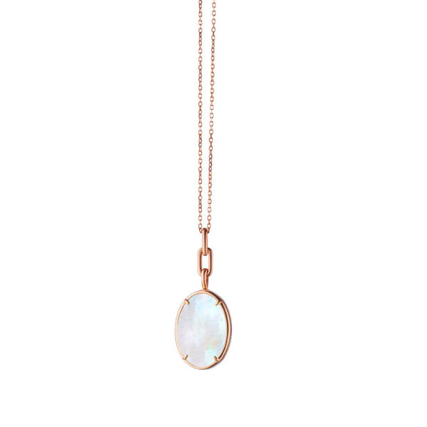 Slim Lockets Elle Rose Gold and Mother-of-Pearl Oval Pendant