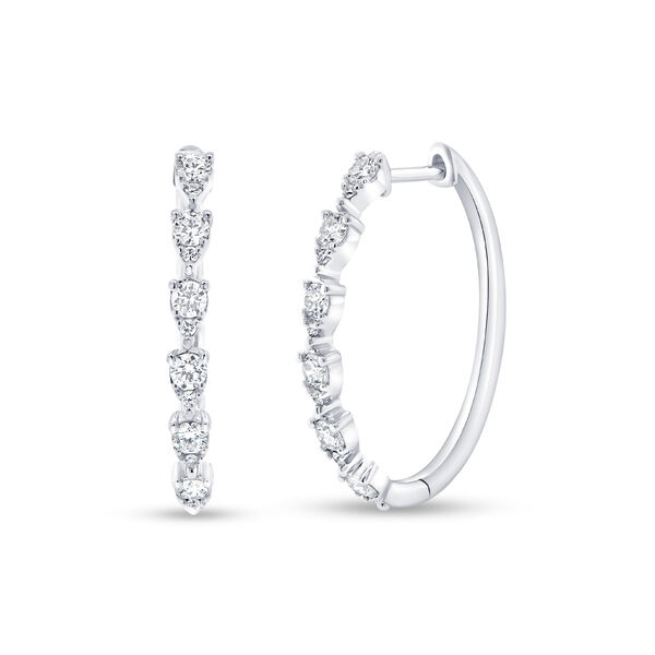 White Gold Hoop Earrings with Diamonds
