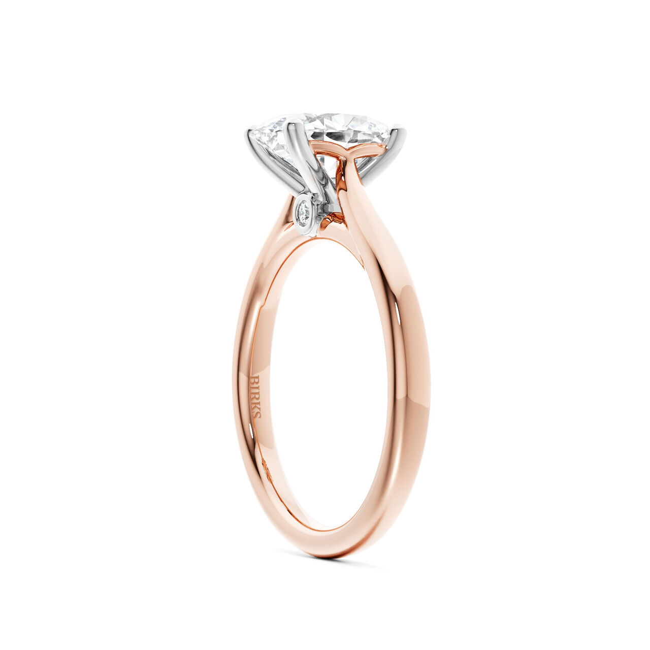 Birks 1879 Bague de fian&ccedil;ailles solitaire avec diamant taille ovale en or rose image number 1